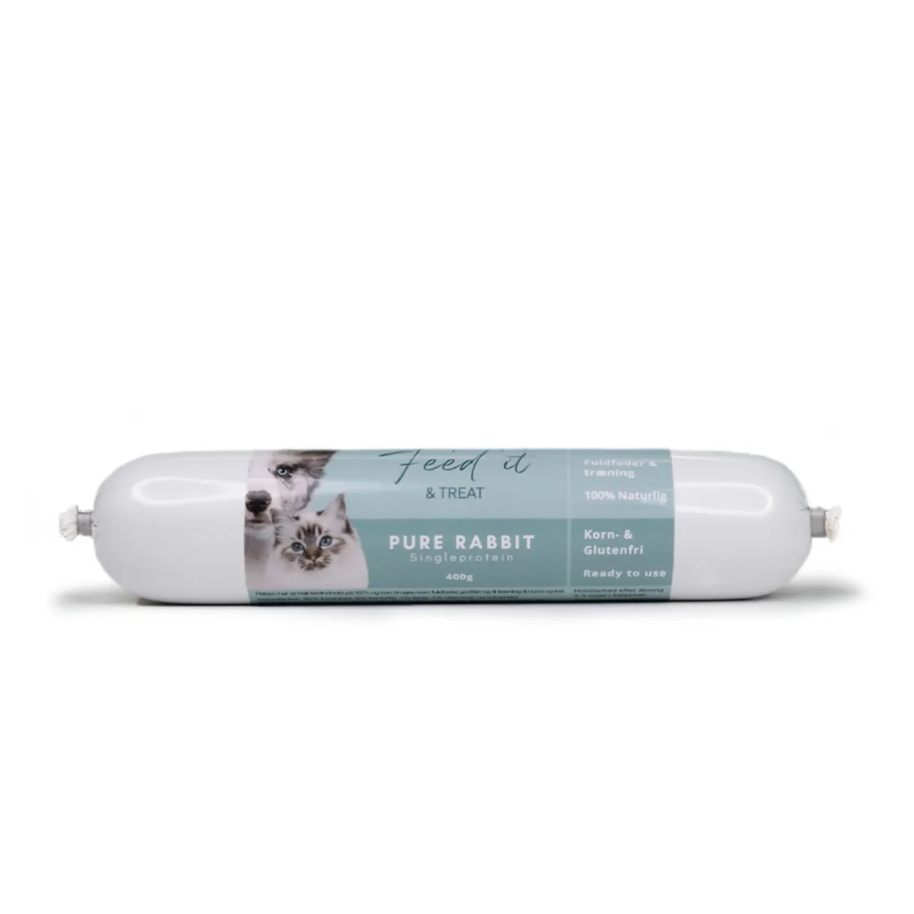 Feedit & Treat Pure Rabbit 400 g - naturlig kaninskærepølse til hund og kat